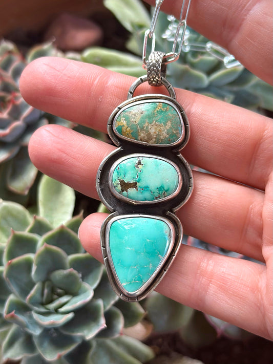 Color Totem Royston Turquoise, Blue Moon Turquoise + Fox Turquoise Pendant
