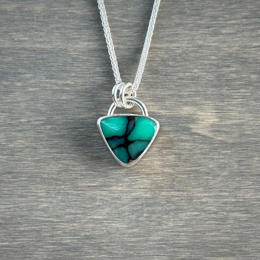 Desert Bloom Variscite Tiny Trillion Pendant