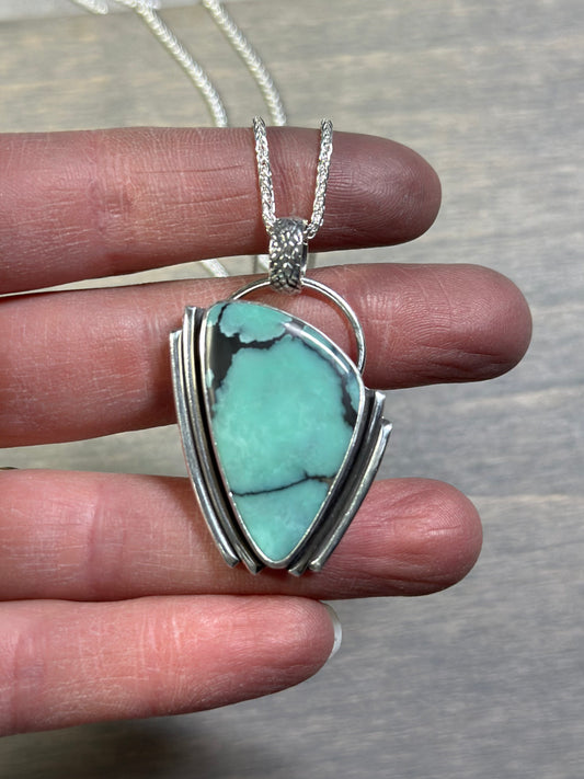 Desert Bloom Variscite Art Deco Pendant