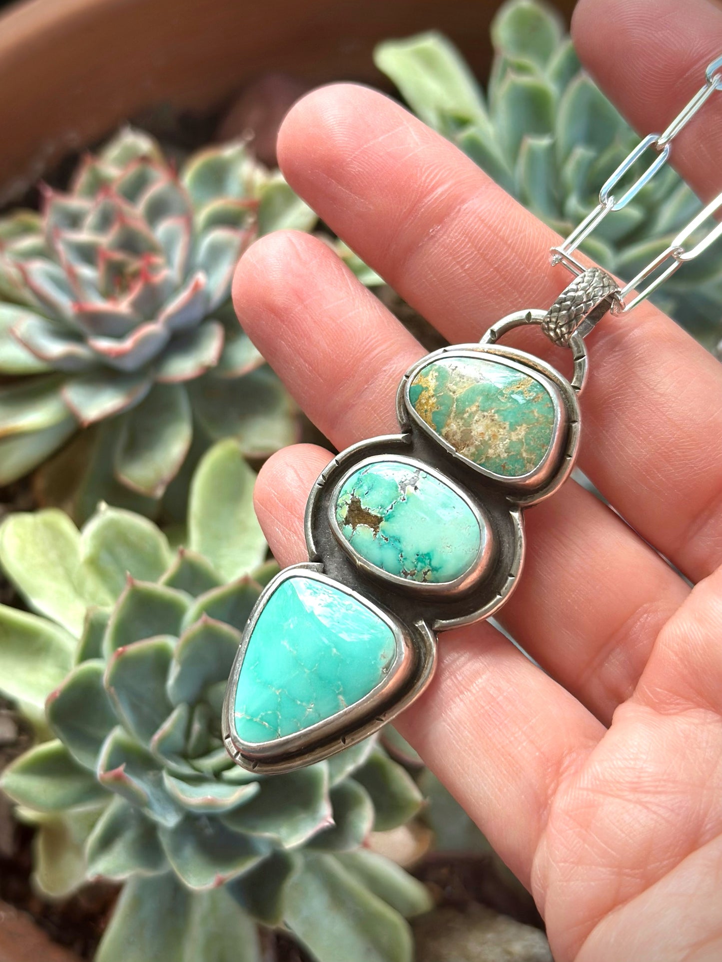Color Totem Royston Turquoise, Blue Moon Turquoise + Fox Turquoise Pendant