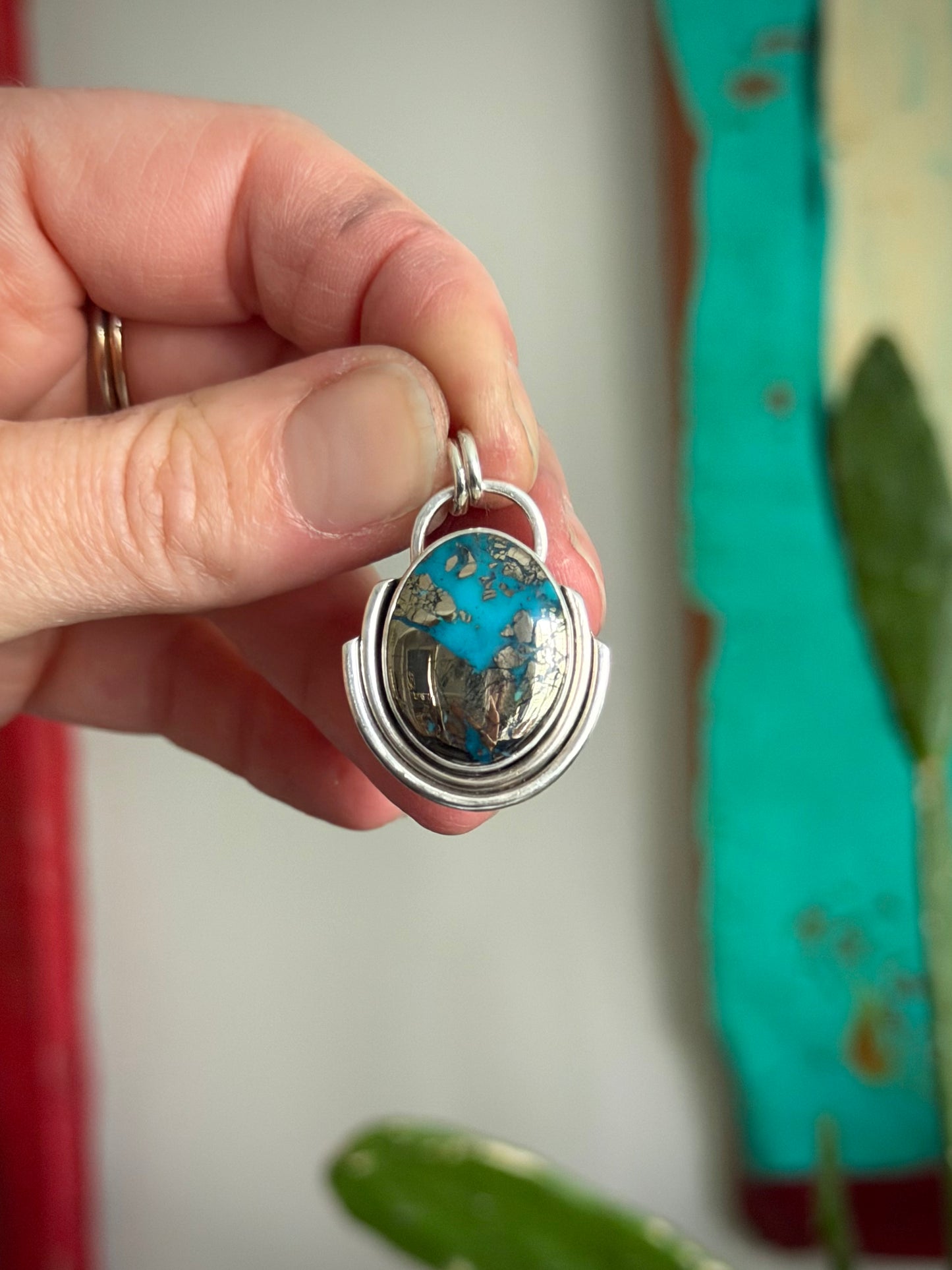 Morenci 2 Turquoise Art Deco Pendant