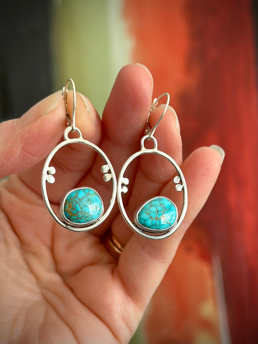Sierra Bella Turquoise Oval Hoop Earrings in Blue