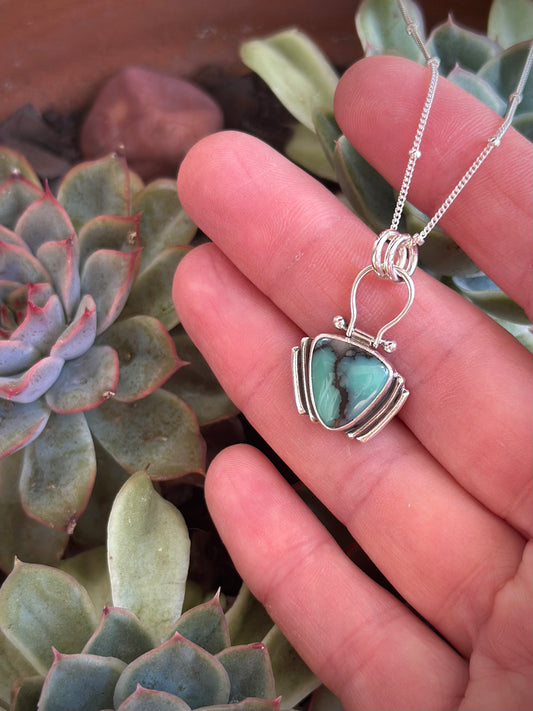 High Grade Desert Bloom Variscite Art Deco Pendant