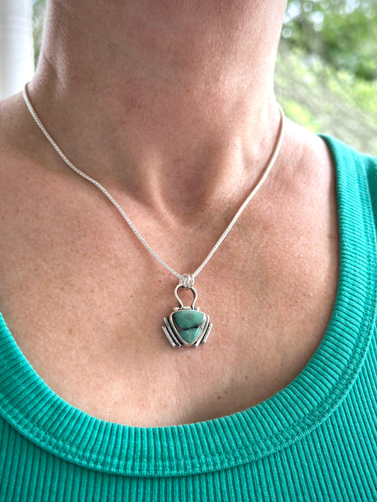 High Grade Desert Bloom Variscite Art Deco Pendant