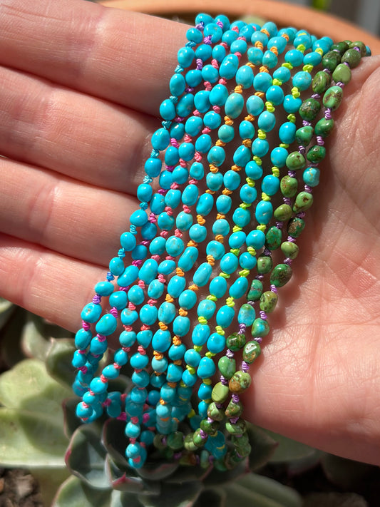 Turquoise Beaded HIGHLIGHTER Silk Necklace