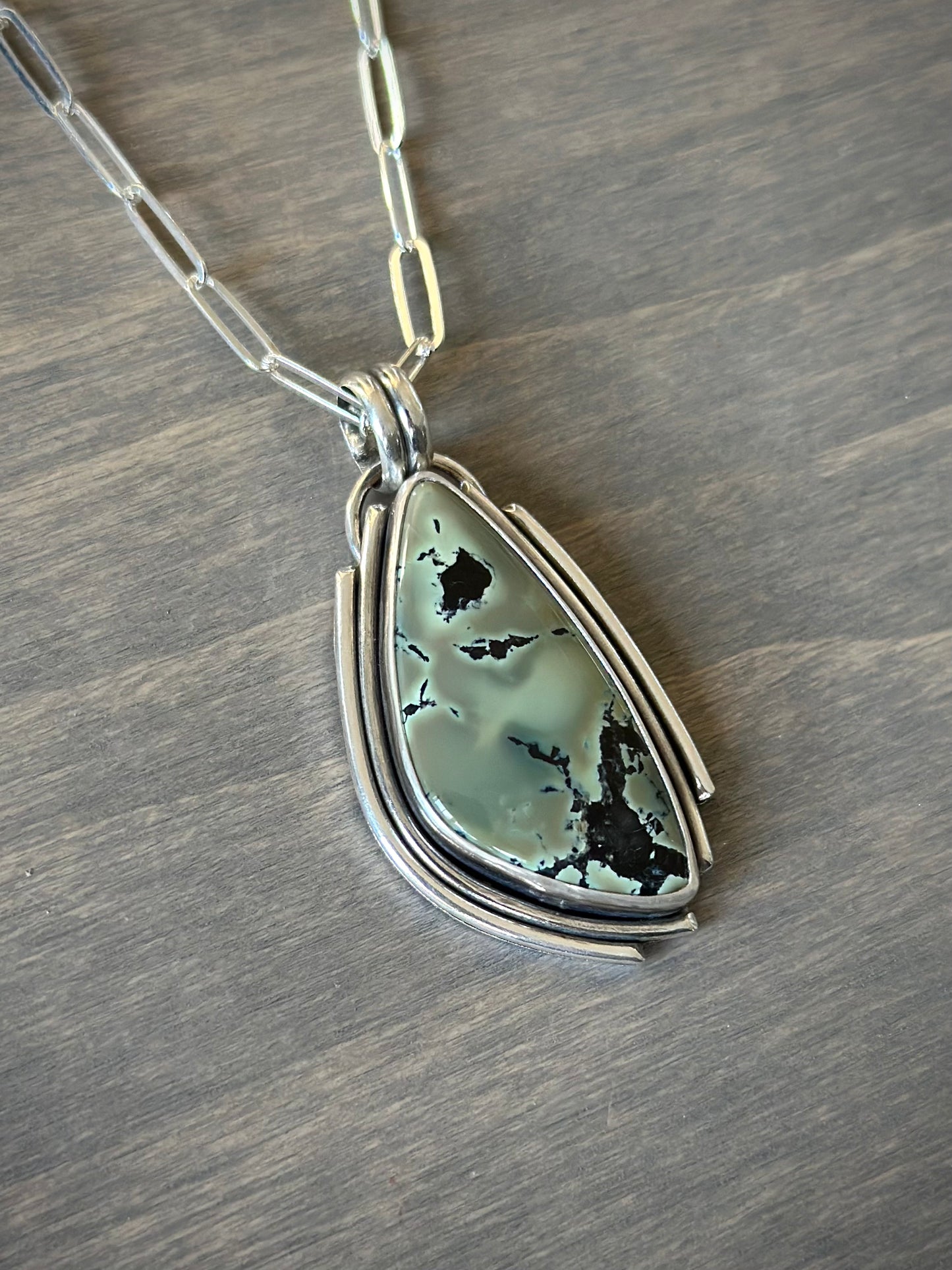 Nautilus Variscite Statement Pendant in Olive