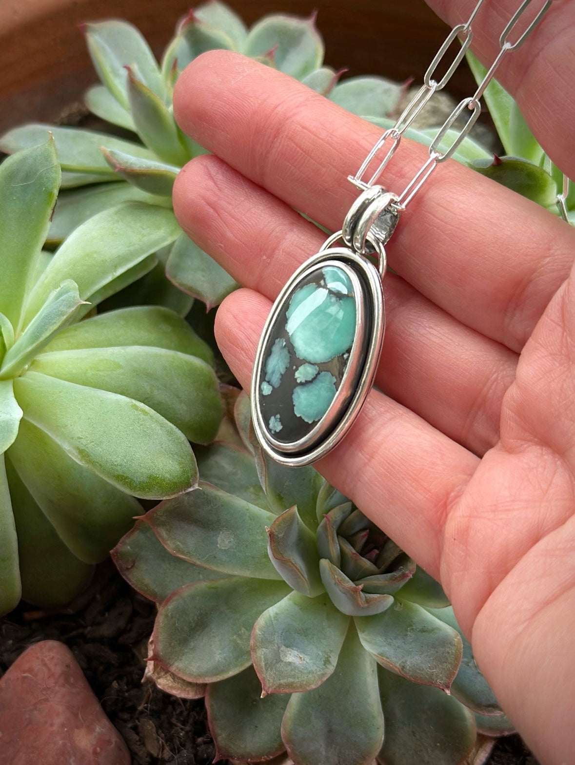 Desert Bloom Variscite Shadowbox Pendant