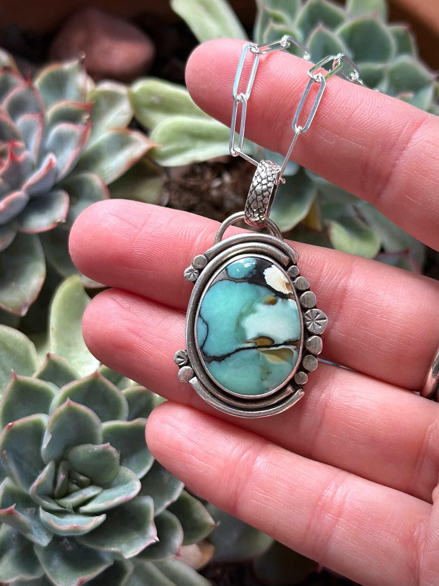 Ultra High Grade Polychrome Desert Bloom Variscite Pendant