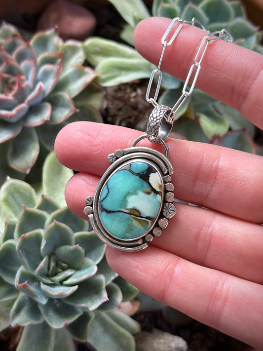 Ultra High Grade Polychrome Desert Bloom Variscite Pendant