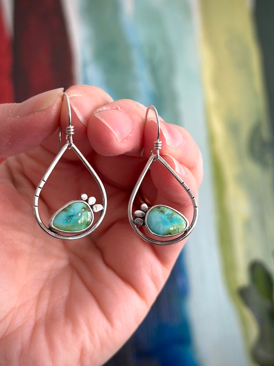 Sonoran Turquoise Teardrop Hoop Earrings in Blue-Green v2