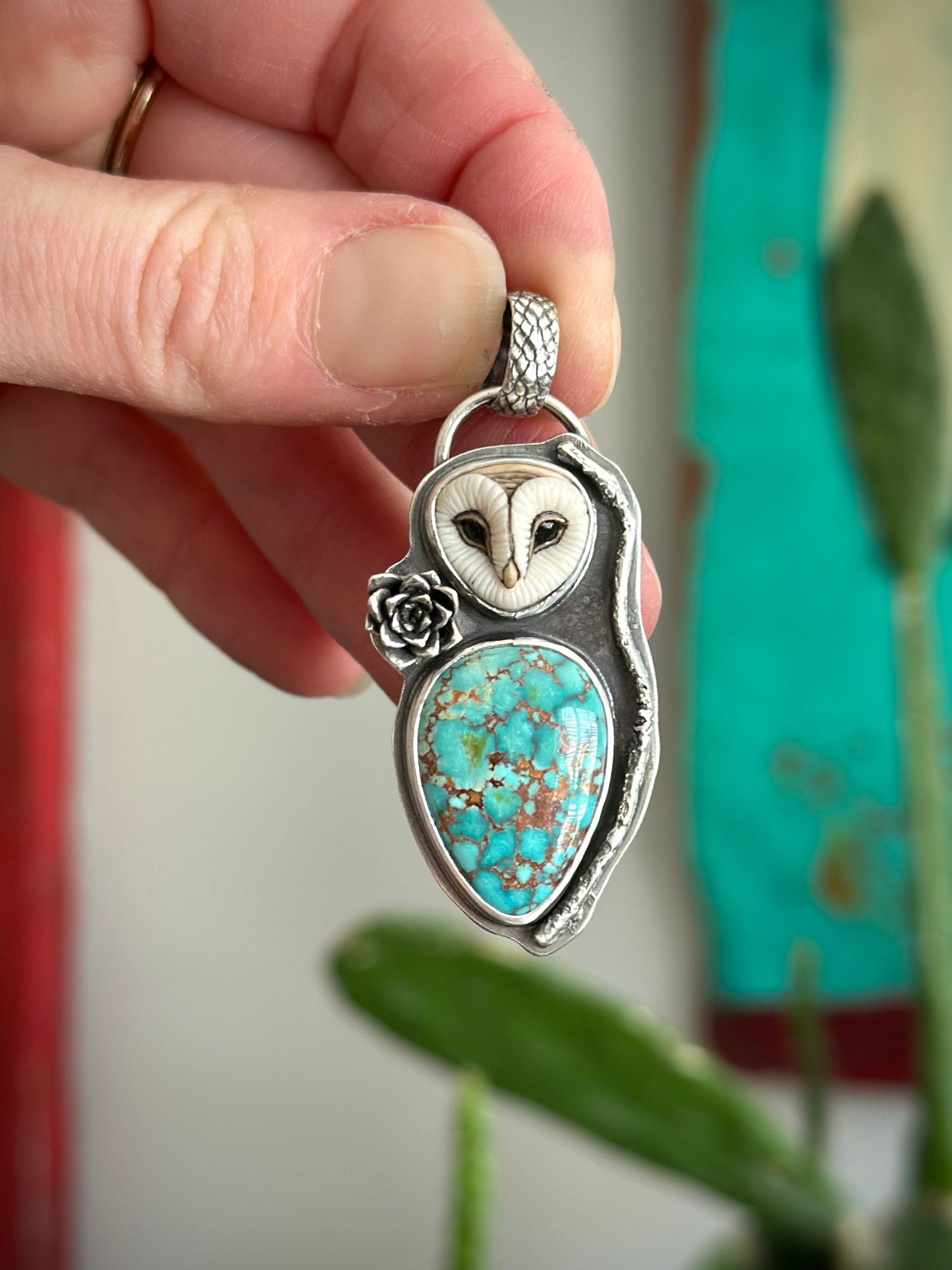 Patagonia Turquoise + Laura Mears Owl Face Pendant