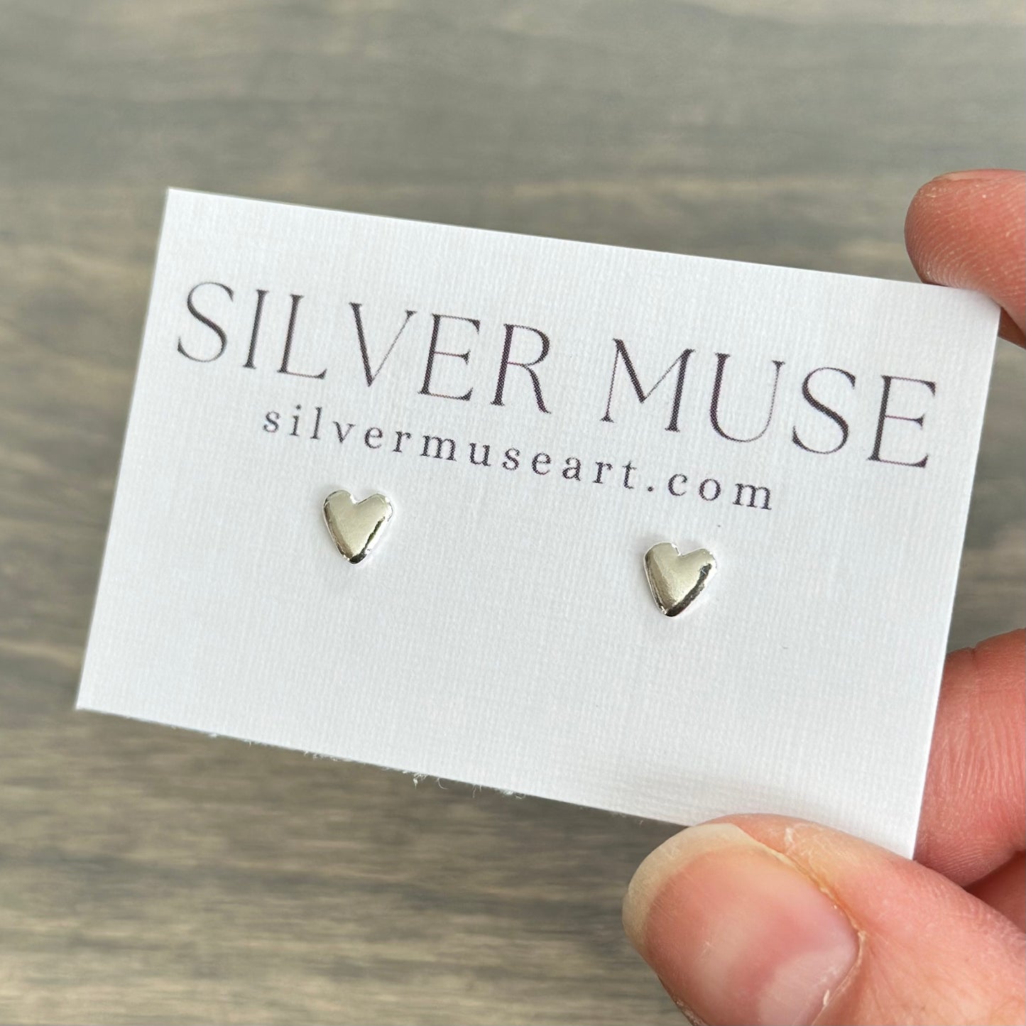 Puffy Heart Stud Earrings in Sterling Silver