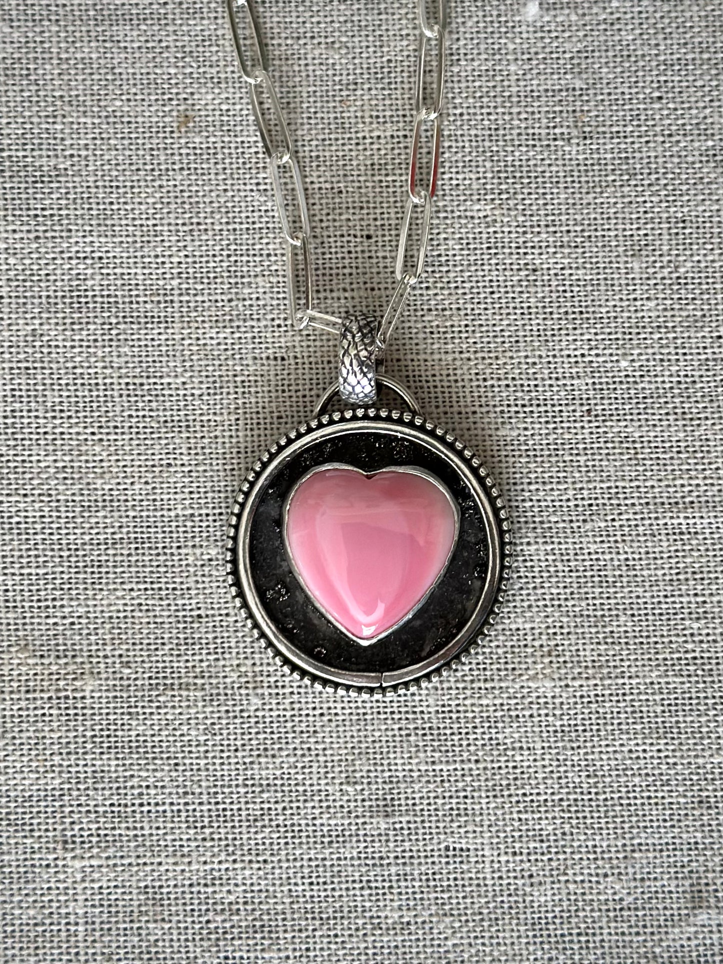 Pink Conch Shell Heart Pendant