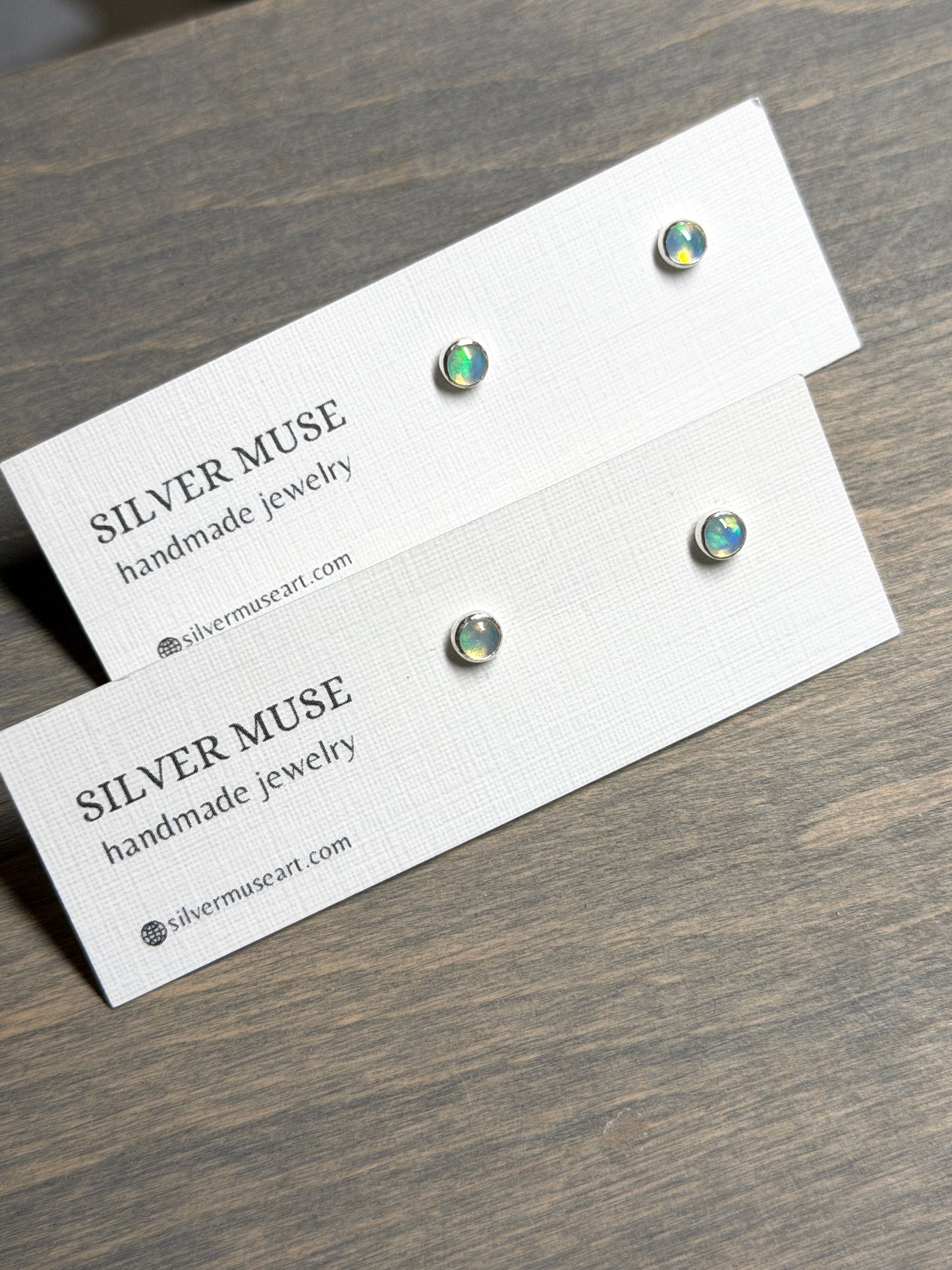 Ethiopian Opal Sterling Silver Stud Earrings