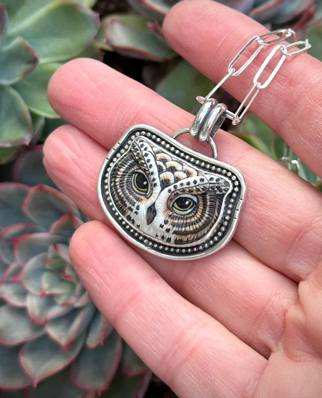 Laura Mears Owl Face Pendant