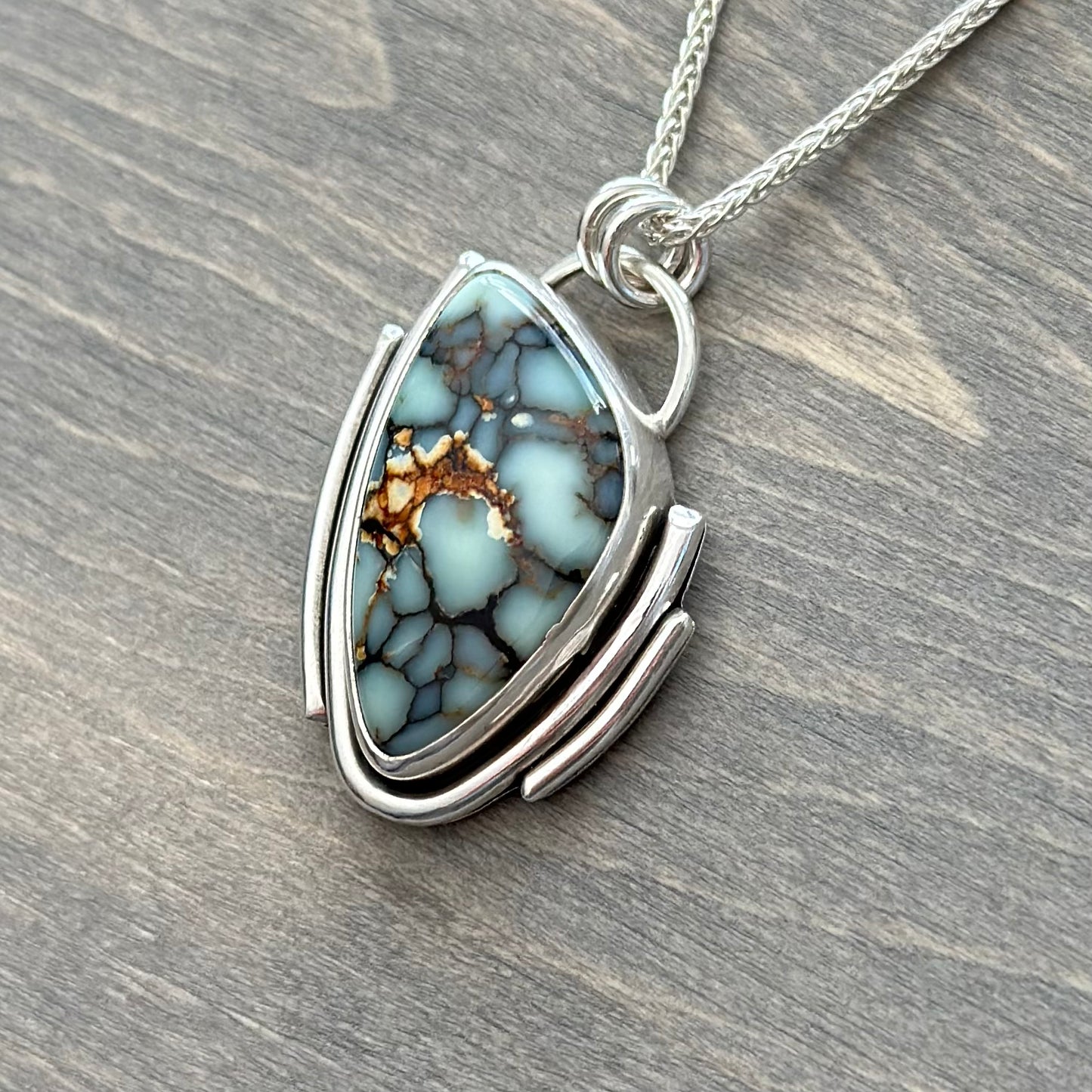 Aloe Variscite Art Deco Pendant