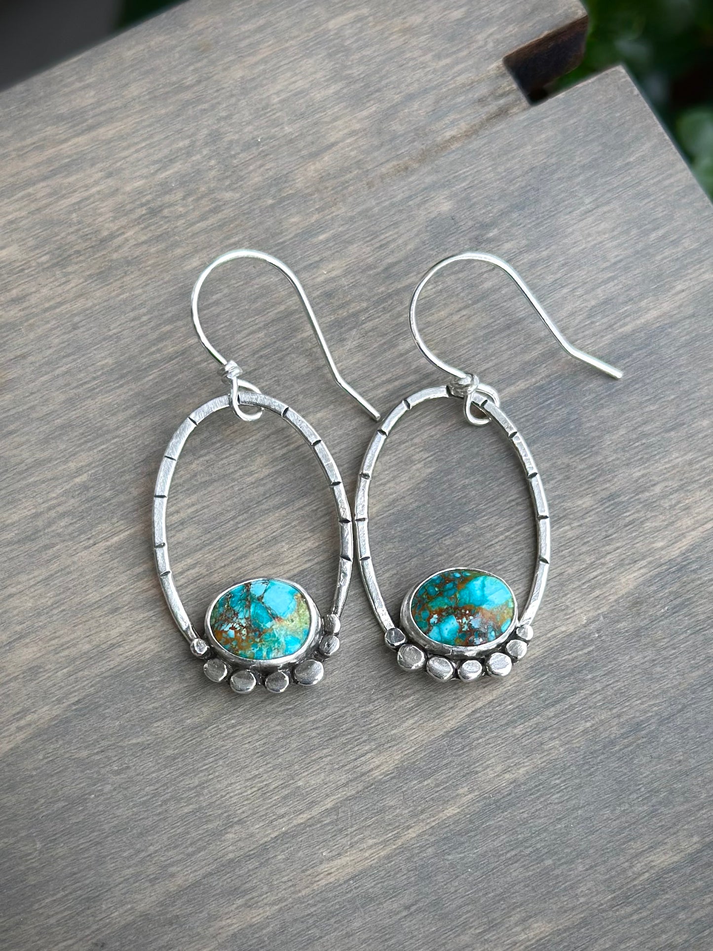 Sonoran Turquoise Oval Hoop Earrings in Blue