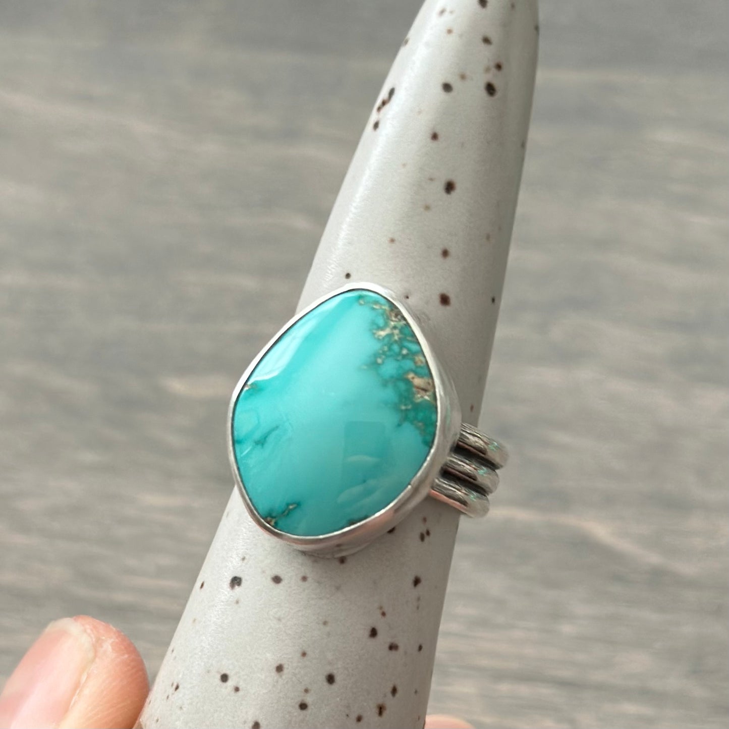 Fox Turquoise Asymmetrical Ring in size 9