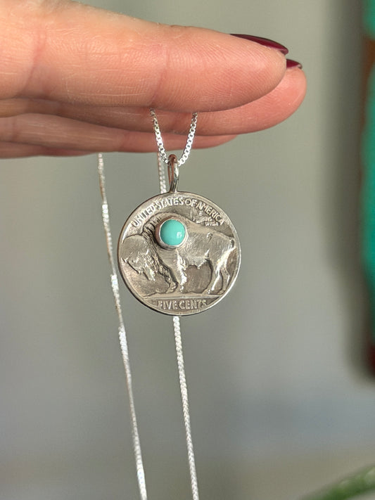 MTO Buffalo Indian Head Nickel Fox Turquoise Necklace random dates