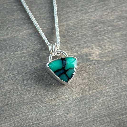 Desert Bloom Variscite Tiny Trillion Pendant
