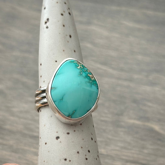 Fox Turquoise Asymmetrical Ring in size 9