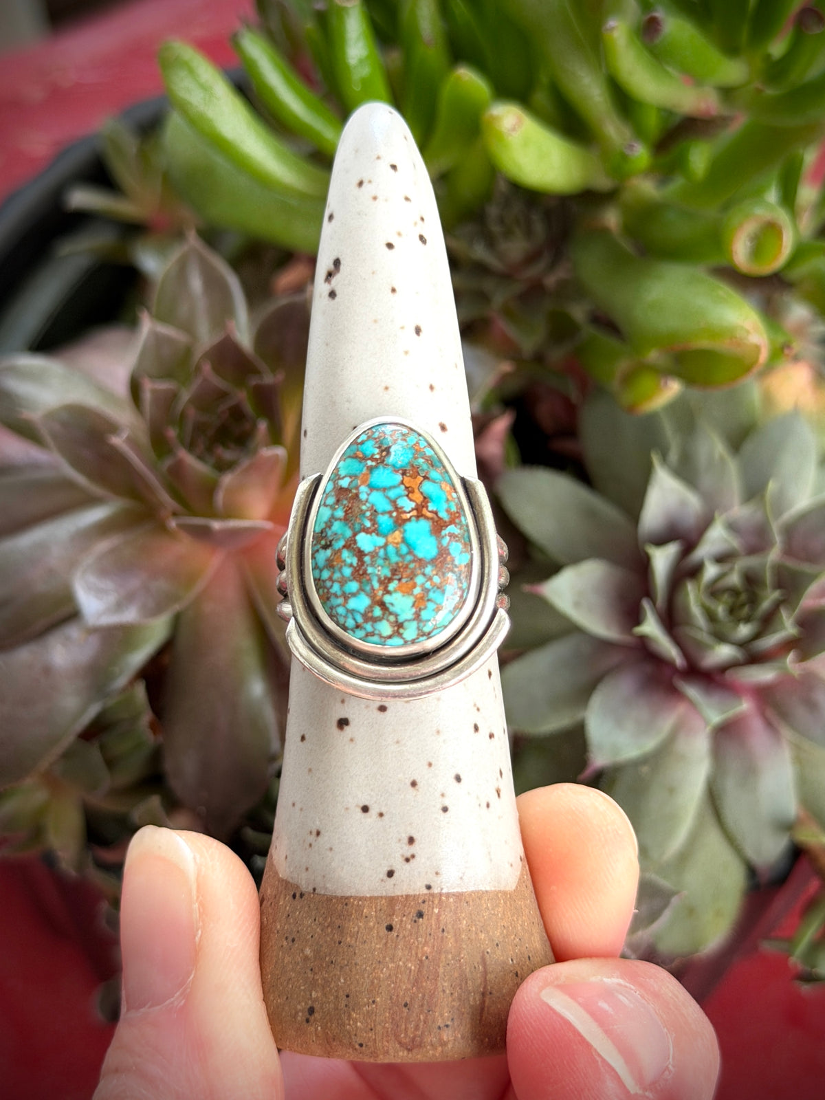 Patagonia Turquoise Art Deco Ring size 8.75
