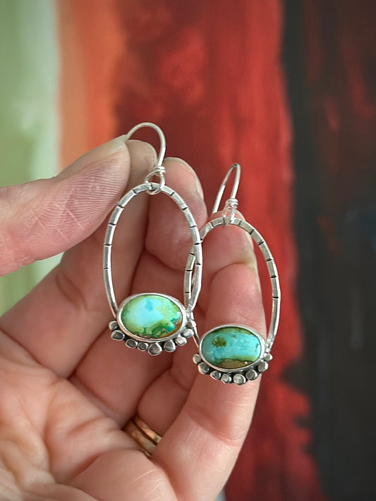 Sonoran Turquoise Oval Hoop Earrings in Pale Green