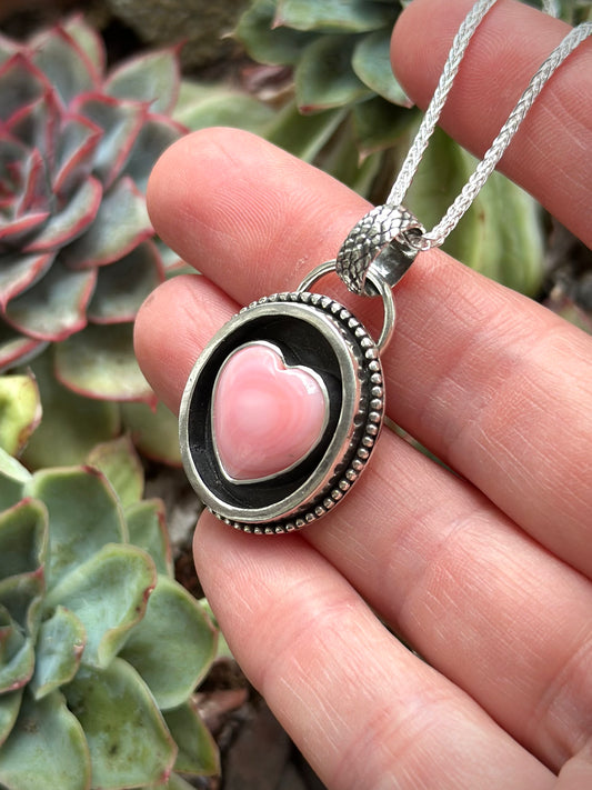 Pink Conch Shell Heart Pendant