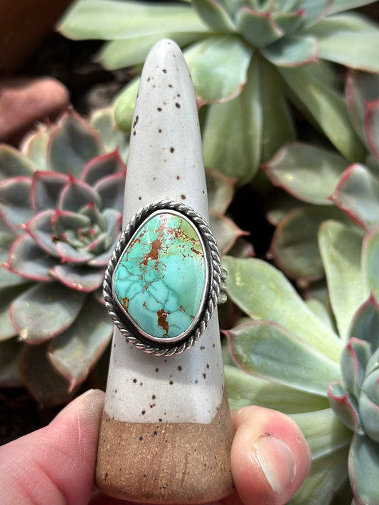 Royston Turquoise Twist Ring in size 8-3/4 to 9