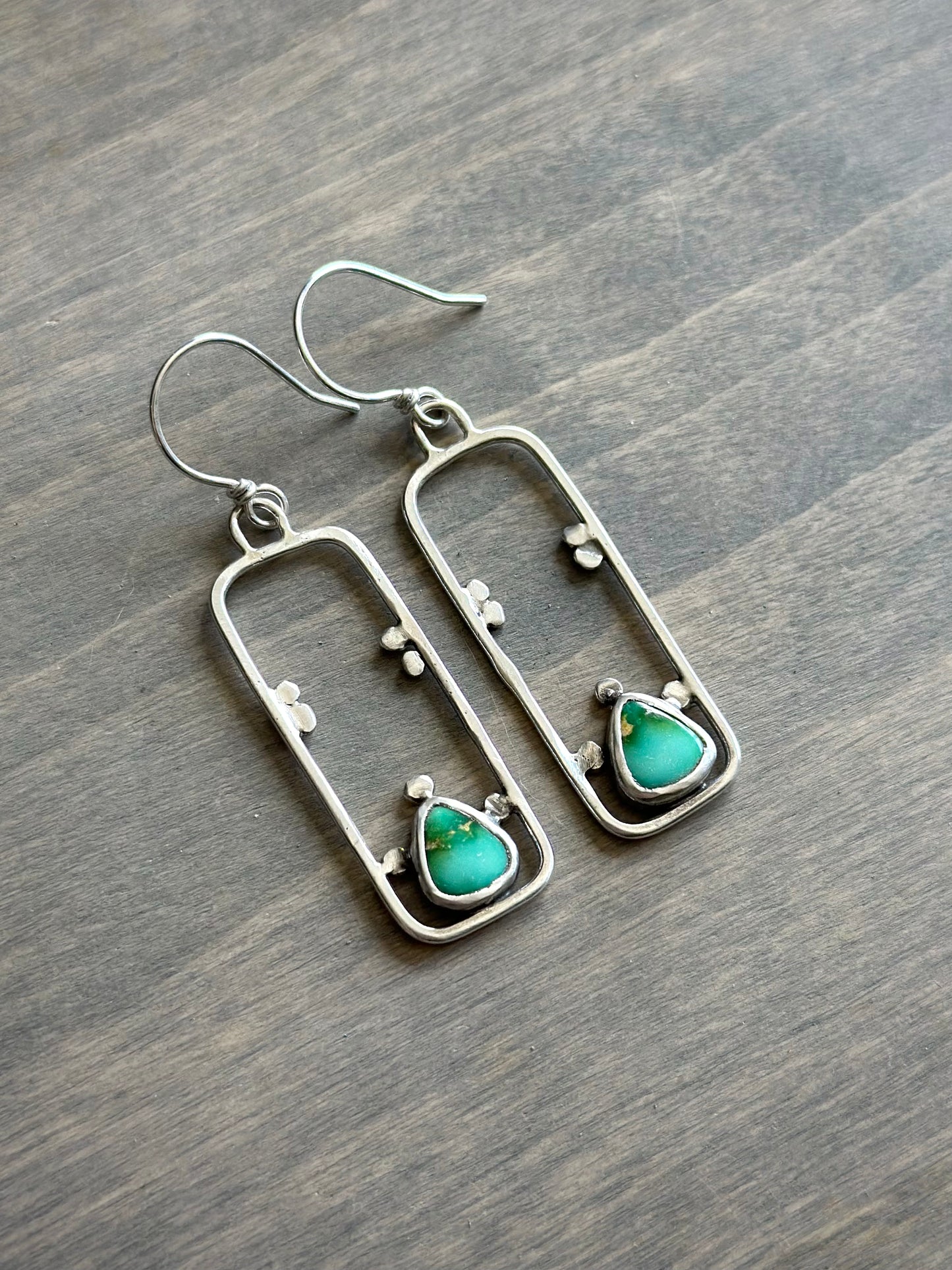 Sonoran Turquoise Rectangle Dotted Hoop Earrings in Green v3