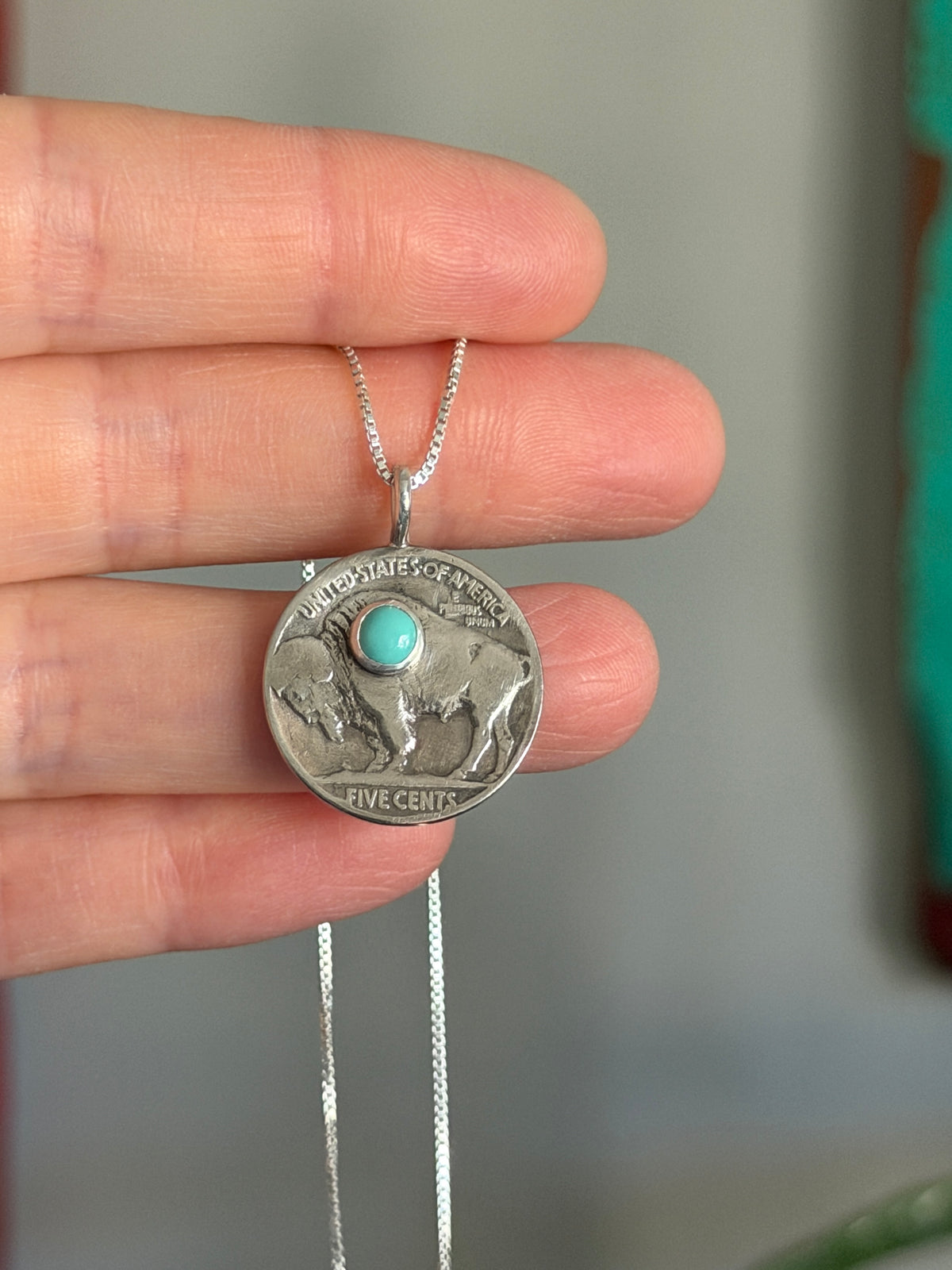 MTO Buffalo Indian Head Nickel Fox Turquoise Necklace random dates