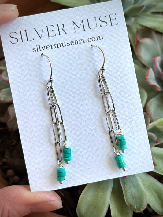Emerald Valley Turquoise Paperclip Chain Earrings