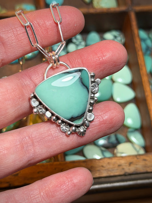 Desert Bloom Variscite Funky Pendant