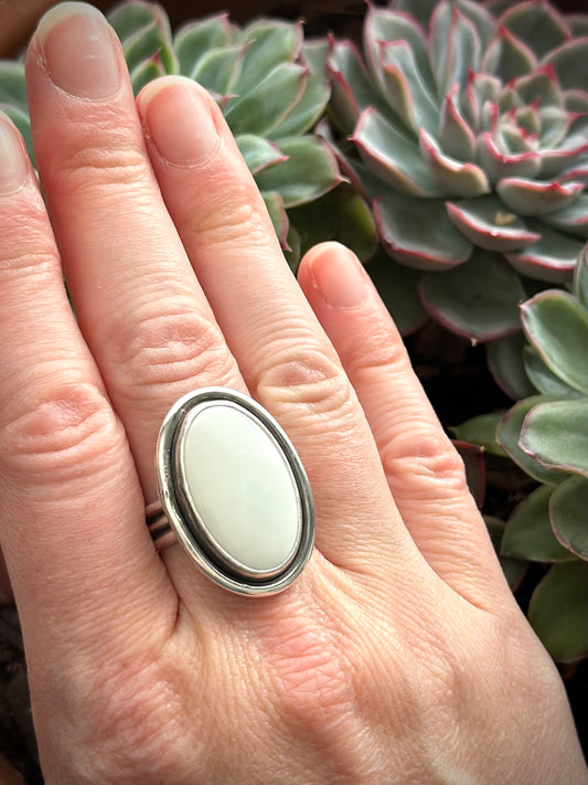 Emerald Basin Variscite Shadowbox Ring in size 9