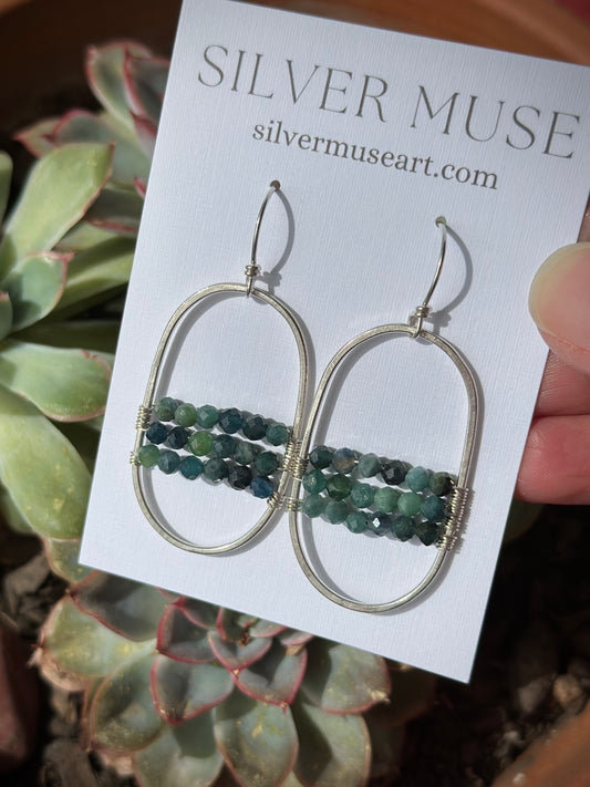 Blue Tourmaline Hoop Earrings
