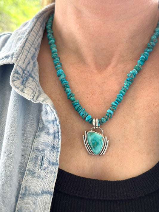 Fox Turquoise Art Deco Pendant in Blue v3