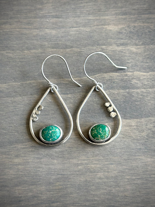 Emerald Valley Turquoise Teardrop Hoop Earrings in Green