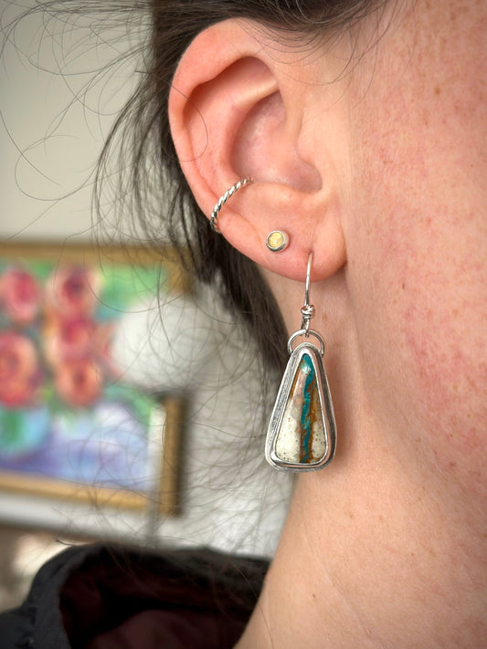 Triangular Royston Ribbon Turquoise Earrings