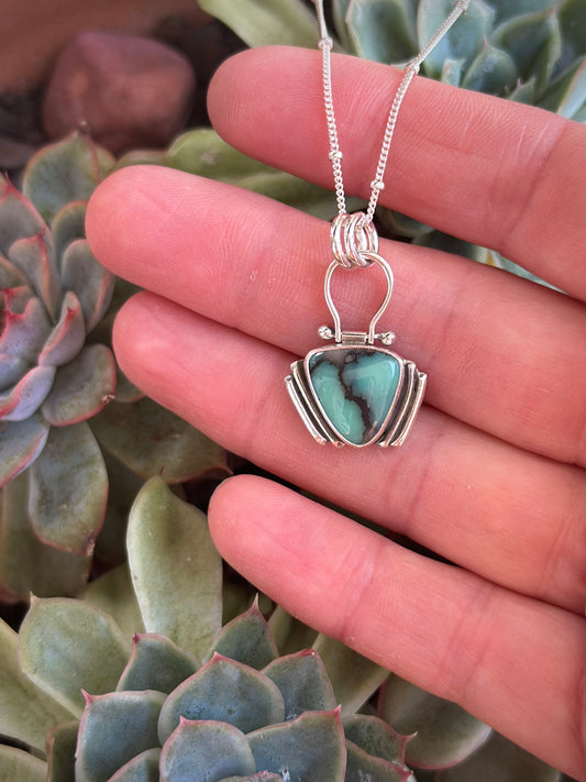 High Grade Desert Bloom Variscite Art Deco Pendant