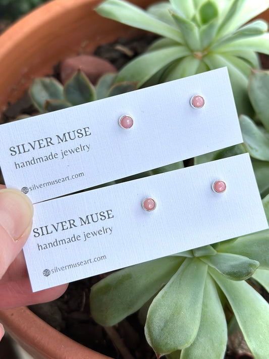 Pink Conch Shell Stud Earrings in Sterling Silver