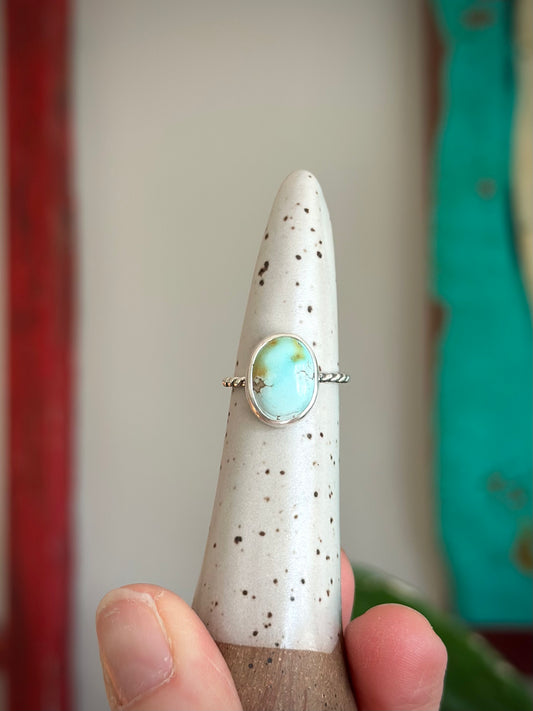 Thunderbird Turquoise Twist Ring in size 5.5