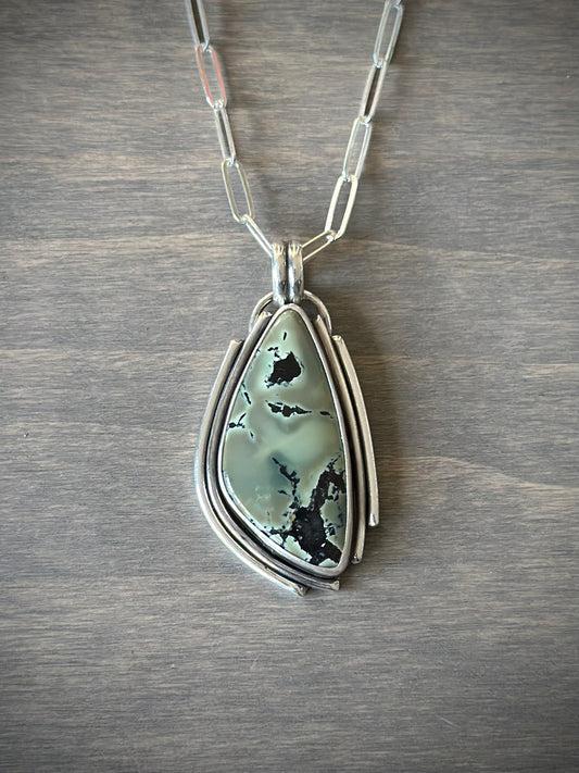 Nautilus Variscite Statement Pendant in Olive