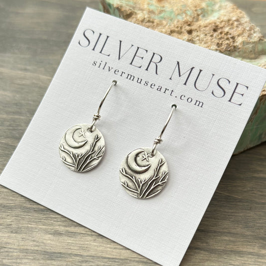 Moon + Tree Earrings