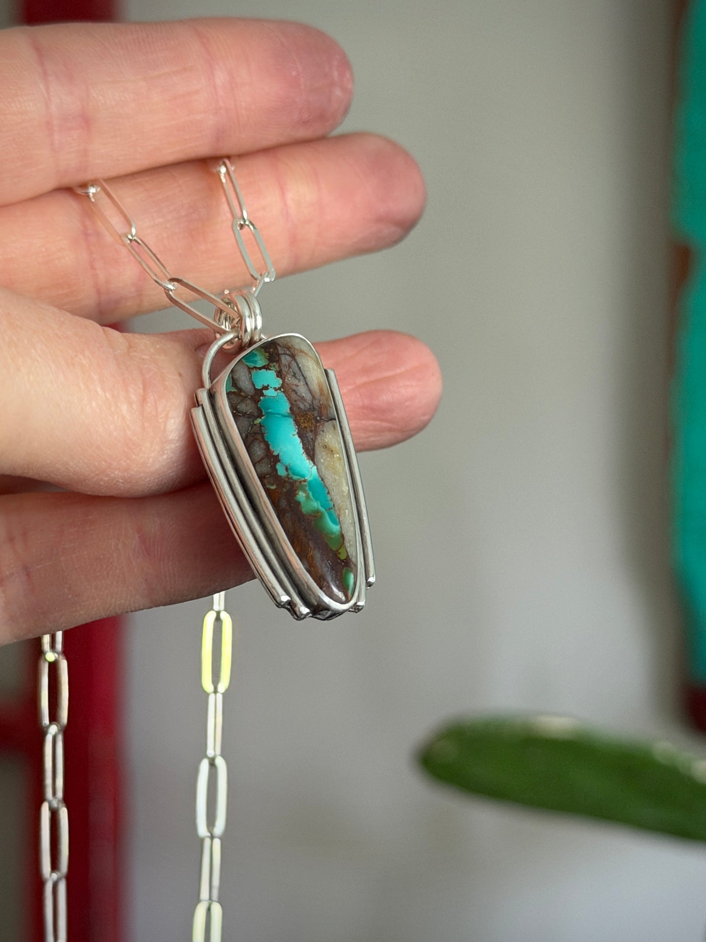 Royston Ribbon Turquoise Art Deco Pendant