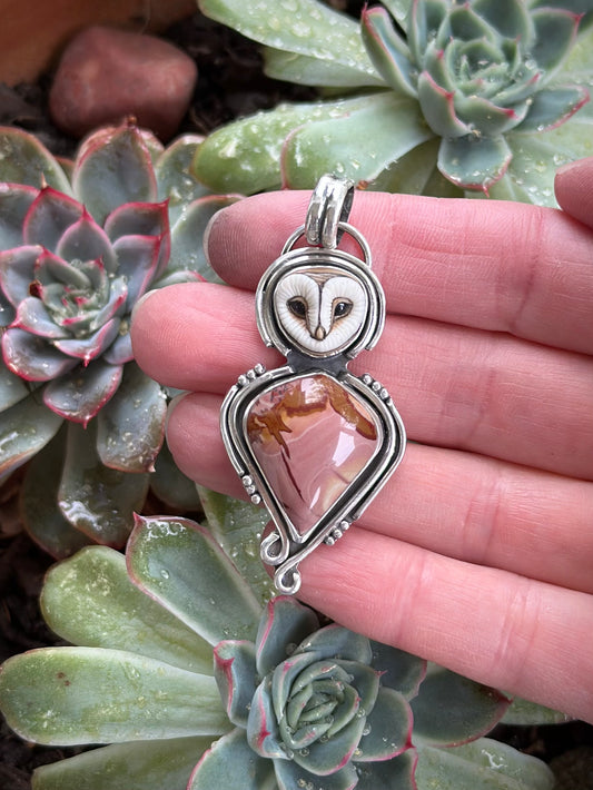 Red Falcon Jasper Laura Mears Owl Pendant