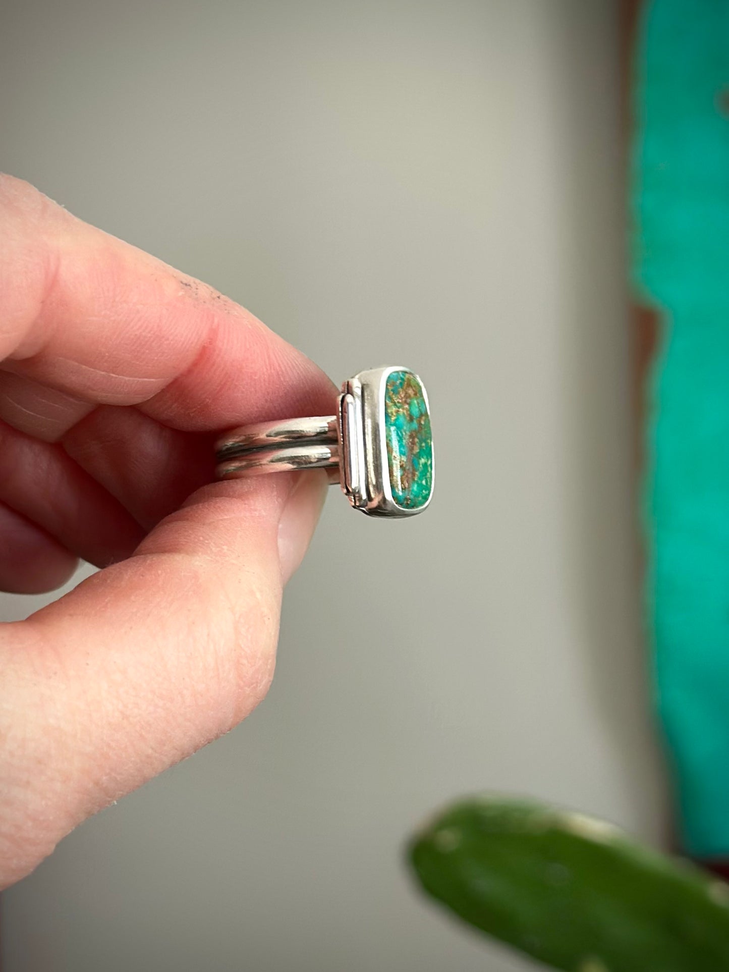 Green Patagonia Turquoise Art Deco Ring in size 6.75