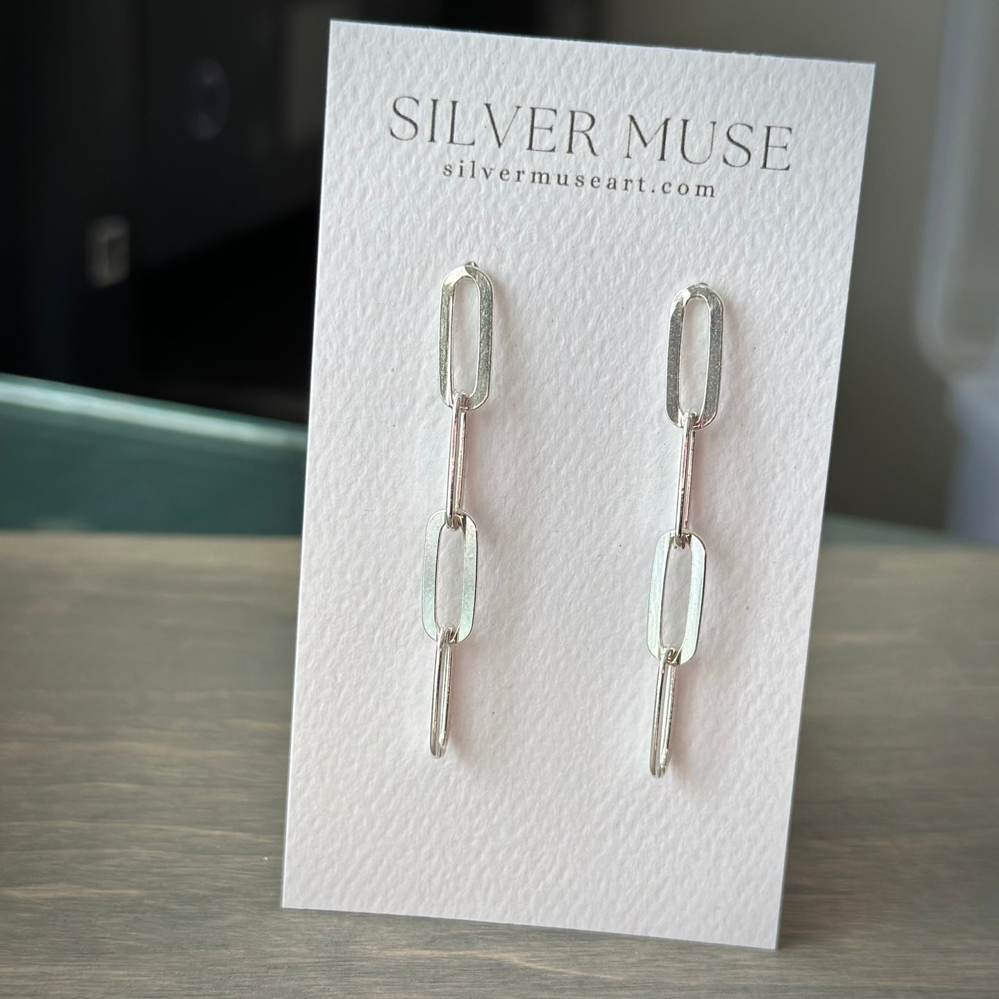 Paperclip Chain Stud Earrings