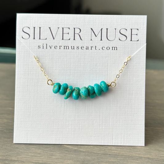 Turquoise Mountain Turquoise Bar Necklace in 14k Gold Fill