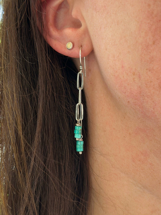 Emerald Valley Turquoise Paperclip Chain Earrings