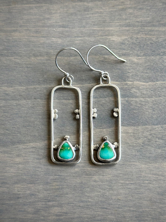 Sonoran Turquoise Rectangle Dotted Hoop Earrings in Green v3